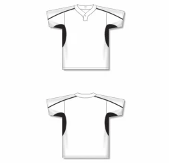 Athletic (AK) Knit Hockey Athletic Knit (AK) BA1745A-222 Adult White/Black One-Button Baseball Jersey