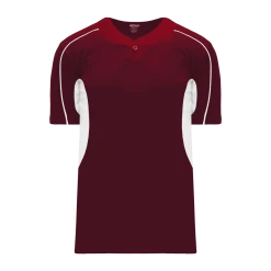 Athletic (AK) Knit Athletic Knit (AK) BA1745A-233 Adult Maroon/White One-Button Baseball Jersey