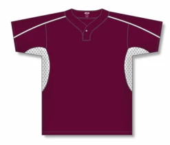 Athletic (AK) Knit Athletic Knit (AK) BA1745A-233 Adult Maroon/White One-Button Baseball Jersey