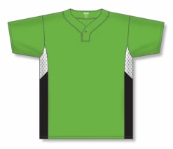 Athletic (AK) Knit Athletic Knit (AK) BA1763A-107 Adult Lime Green/White/Black One-Button Baseball Jersey Hockey