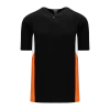 Athletic (AK) Knit Athletic Knit (AK) BA1763A-223 Adult Black/White/Orange One-Button Baseball Jersey Hockey
