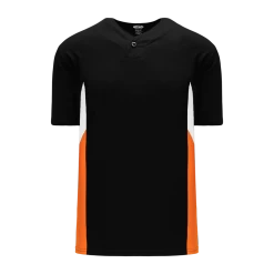 Athletic (AK) Knit Athletic Knit (AK) BA1763Y-223 Youth Black/White/Orange One-Button Baseball Jersey Hockey