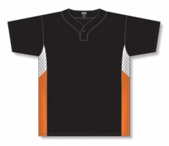 Athletic (AK) Knit Athletic Knit (AK) BA1763A-223 Adult Black/White/Orange One-Button Baseball Jersey Hockey