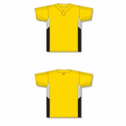 Athletic (AK) Knit Athletic Knit (AK) BA1763A-256 Adult Maize/White/Black One-Button Baseball Jersey Hockey