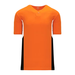 Athletic (AK) Knit Athletic Knit (AK) BA1763A-330 Adult Orange/White/Black One-Button Baseball Jersey Hockey