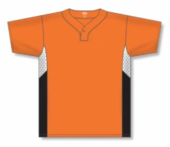 Athletic (AK) Knit Athletic Knit (AK) BA1763Y-330 Youth Orange/White/Black One-Button Baseball Jersey Hockey