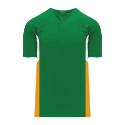 Athletic (AK) Knit Athletic Knit (AK) BA1763A-334 Adult Kelly Green/White/Gold One-Button Baseball Jersey Hockey