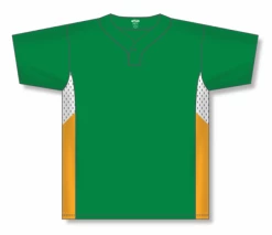 Athletic (AK) Knit Athletic Knit (AK) BA1763Y-334 Youth Kelly Green/White/Gold One-Button Baseball Jersey