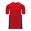 Athletic (AK) Knit Athletic Knit (AK) BA1763Y-344 Youth Red/White/Royal Blue One-Button Baseball Jersey Hockey