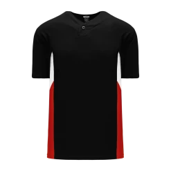 Athletic (AK) Knit Hockey Athletic Knit (AK) BA1763A-348 Adult Black/White/Red One-Button Baseball Jersey