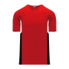 Athletic (AK) Knit Hockey Athletic Knit (AK) BA1763A-414 Adult Red/White/Black One-Button Baseball Jersey