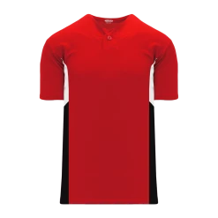 Athletic (AK) Knit Hockey Athletic Knit (AK) BA1763A-414 Adult Red/White/Black One-Button Baseball Jersey
