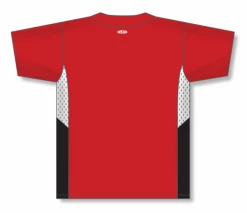 Athletic (AK) Knit Hockey Athletic Knit (AK) BA1763A-414 Adult Red/White/Black One-Button Baseball Jersey