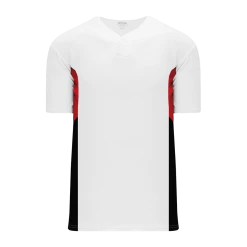 Athletic (AK) Knit Athletic Knit (AK) BA1763A-415 Adult White/Red/Black One-Button Baseball Jersey