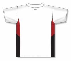 Athletic (AK) Knit Athletic Knit (AK) BA1763A-415 Adult White/Red/Black One-Button Baseball Jersey