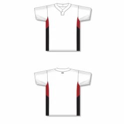 Athletic (AK) Knit Athletic Knit (AK) BA1763A-415 Adult White/Red/Black One-Button Baseball Jersey