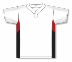 Athletic (AK) Knit Athletic Knit (AK) BA1763Y-415 Youth White/Red/Black One-Button Baseball Jersey