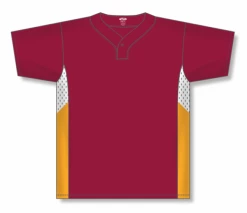 Athletic (AK) Knit Athletic Knit (AK) BA1763Y-427 Youth AV Red/White/Gold One-Button Baseball Jersey