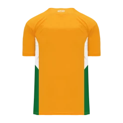 Athletic (AK) Knit Hockey Athletic Knit (AK) BA1763A-429 Adult Gold/White/Kelly Green One-Button Baseball Jersey