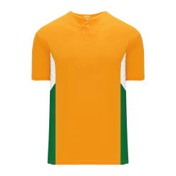Athletic (AK) Knit Hockey Athletic Knit (AK) BA1763A-429 Adult Gold/White/Kelly Green One-Button Baseball Jersey