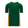 Athletic (AK) Knit Athletic Knit (AK) BA1763A-439 Adult Dark Green/White/Gold One-Button Baseball Jersey