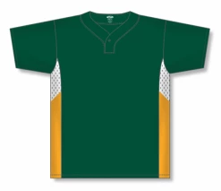 Athletic (AK) Knit Athletic Knit (AK) BA1763A-439 Adult Dark Green/White/Gold One-Button Baseball Jersey