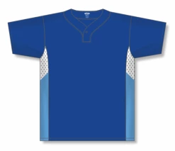 Athletic (AK) Knit Athletic Knit (AK) BA1763A-445 Adult Royal Blue/White/Sky Blue One-Button Baseball Jersey