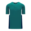 Athletic (AK) Knit Hockey Athletic Knit (AK) BA1763A-456 Adult Pacific Teal/White/Navy One-Button Baseball Jersey