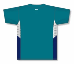 Athletic (AK) Knit Hockey Athletic Knit (AK) BA1763A-456 Adult Pacific Teal/White/Navy One-Button Baseball Jersey