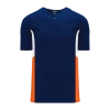 Athletic (AK) Knit Athletic Knit (AK) BA1763A-465 Adult Navy/White/Orange One-Button Baseball Jersey
