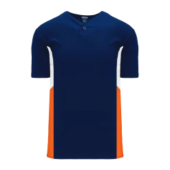 Athletic (AK) Knit Athletic Knit (AK) BA1763A-465 Adult Navy/White/Orange One-Button Baseball Jersey