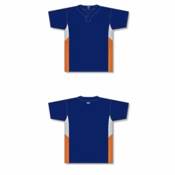 Athletic (AK) Knit Athletic Knit (AK) BA1763A-465 Adult Navy/White/Orange One-Button Baseball Jersey