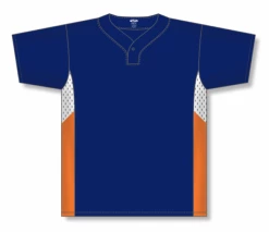 Athletic (AK) Knit Athletic Knit (AK) BA1763A-465 Adult Navy/White/Orange One-Button Baseball Jersey