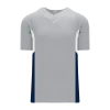 Athletic (AK) Knit Athletic Knit (AK) BA1763A-548 Adult Grey/White/Navy One-Button Baseball Jersey Hockey