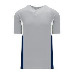 Athletic (AK) Knit Athletic Knit (AK) BA1763Y-548 Youth Grey/White/Navy One-Button Baseball Jersey Hockey