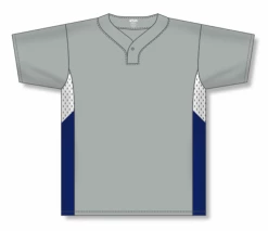 Athletic (AK) Knit Athletic Knit (AK) BA1763A-548 Adult Grey/White/Navy One-Button Baseball Jersey Hockey