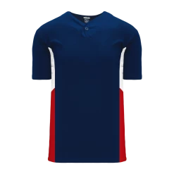 Athletic (AK) Knit Athletic Knit (AK) BA1763A-764 Adult Navy/White/Red One-Button Baseball Jersey Hockey