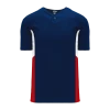 Athletic (AK) Knit Athletic Knit (AK) BA1763Y-764 Youth Navy/White/Red One-Button Baseball Jersey