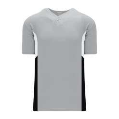 Athletic (AK) Knit Hockey Athletic Knit (AK) BA1763A-973 Adult Grey/White/Black One-Button Baseball Jersey