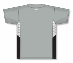Athletic (AK) Knit Hockey Athletic Knit (AK) BA1763A-973 Adult Grey/White/Black One-Button Baseball Jersey