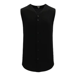 Athletic (AK) Knit Hockey Athletic Knit (AK) BA1812Y-001 Youth Black Sleeveless Full Button Baseball Jersey