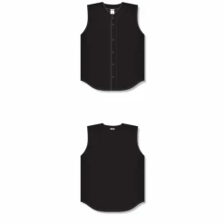 Athletic (AK) Knit Hockey Athletic Knit (AK) BA1812Y-001 Youth Black Sleeveless Full Button Baseball Jersey