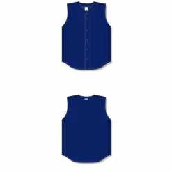 Athletic (AK) Knit Athletic Knit (AK) BA1812A-004 Adult Navy Sleeveless Full Button Baseball Jersey