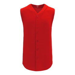 Athletic (AK) Knit Athletic Knit (AK) BA1812A-005 Adult Red Sleeveless Full Button Baseball Jersey Hockey