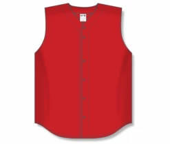 Athletic (AK) Knit Athletic Knit (AK) BA1812A-005 Adult Red Sleeveless Full Button Baseball Jersey Hockey
