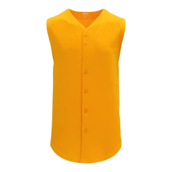 Athletic (AK) Knit Athletic Knit (AK) BA1812A-006 Adult Gold Sleeveless Full Button Baseball Jersey Hockey
