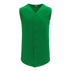 Athletic (AK) Knit Athletic Knit (AK) BA1812A-007 Adult Kelly Green Sleeveless Full Button Baseball Jersey Hockey