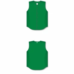 Athletic (AK) Knit Athletic Knit (AK) BA1812A-007 Adult Kelly Green Sleeveless Full Button Baseball Jersey Hockey