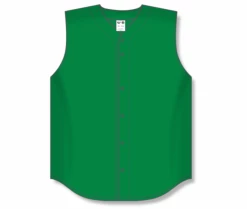 Athletic (AK) Knit Athletic Knit (AK) BA1812A-007 Adult Kelly Green Sleeveless Full Button Baseball Jersey Hockey