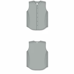 Athletic (AK) Knit Hockey Athletic Knit (AK) BA1812A-012 Adult Grey Sleeveless Full Button Baseball Jersey
